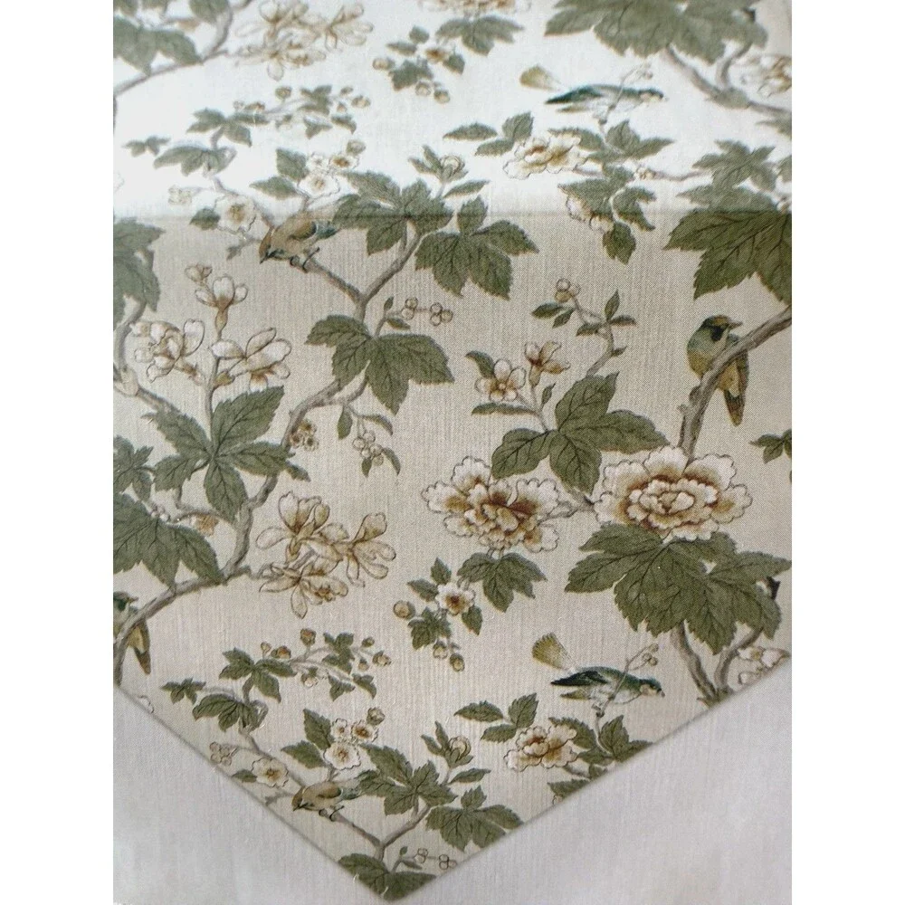 Sanderson Table Runner Chiswick Grove 108x18 Reversible Pointed Ends 100% Cotton